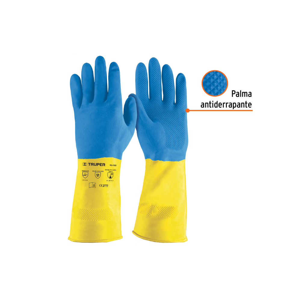Guantes de latex reforzados para limpieza, grandes