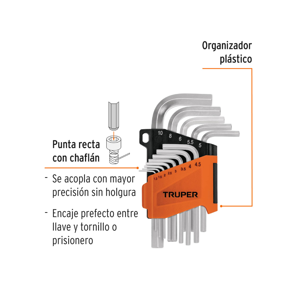 Juego 13 Llaves Allen 1.2 10Mm Estuch Plast