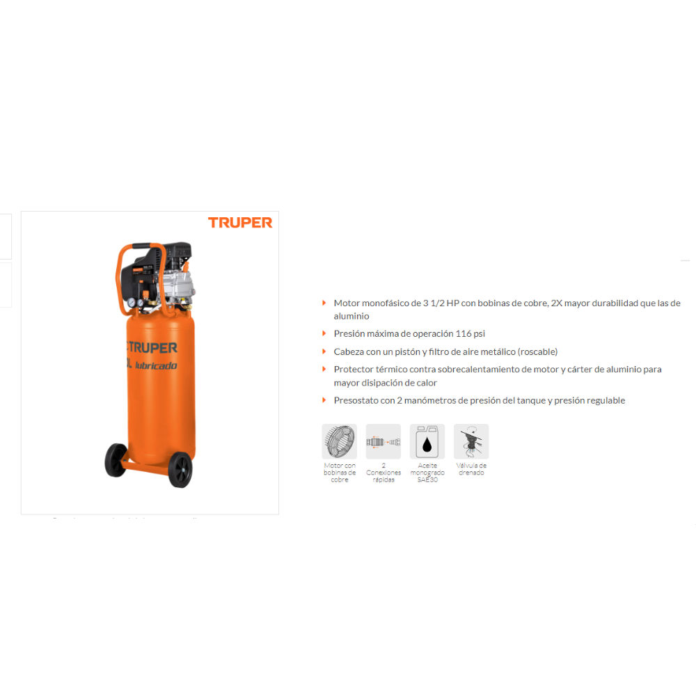 COMPRESOR VERTICAL 80 L 3. 12 HP POTENCIA MAXIMA