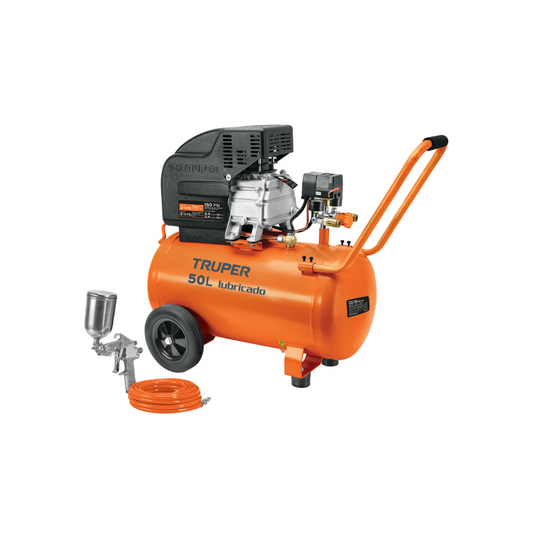 KIT COMPRESOR 50 L 3.1 2 HP MANGUERA DE PVC Y PISTOLA