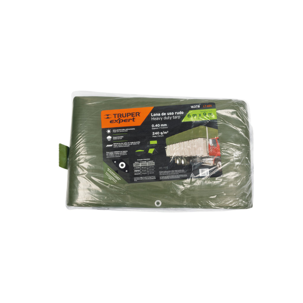 Lona uso rudo verde olivo 6 X 9 m