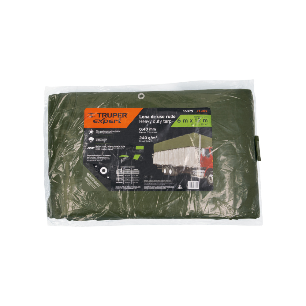 Lona uso rudo verde olivo 6 X 12 m