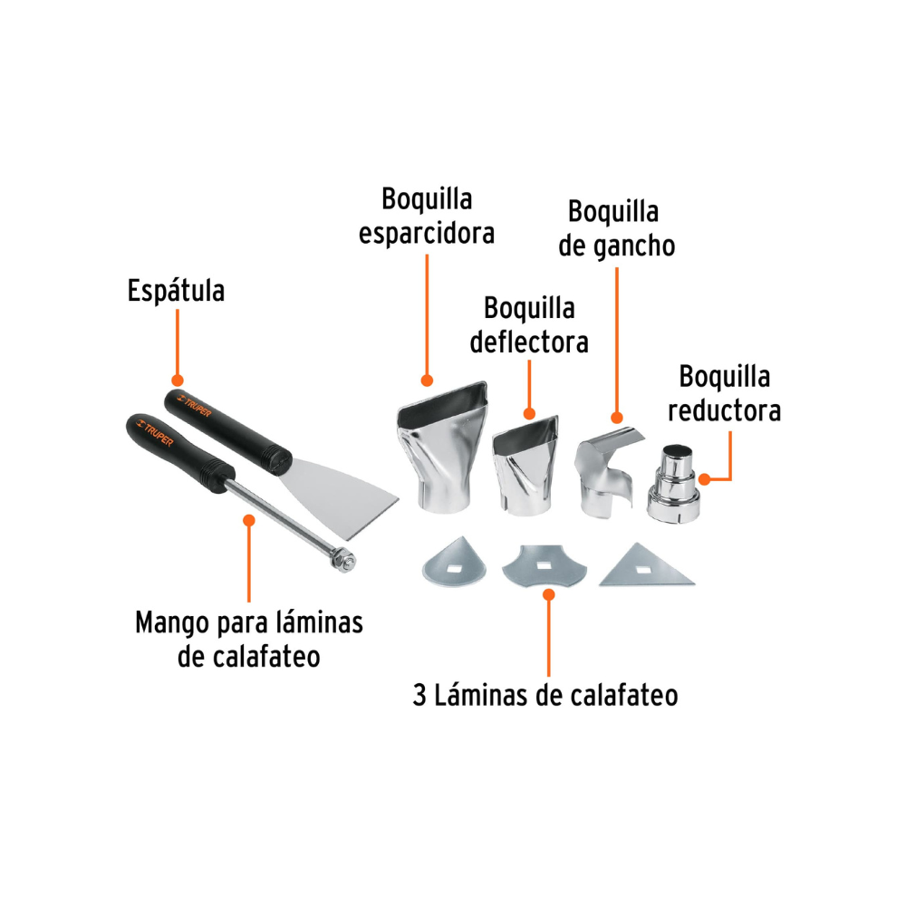 Pistola de calor 2000 W con 9 accesorios profesional