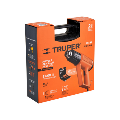 Pistola de calor 2000 W con 9 accesorios profesional