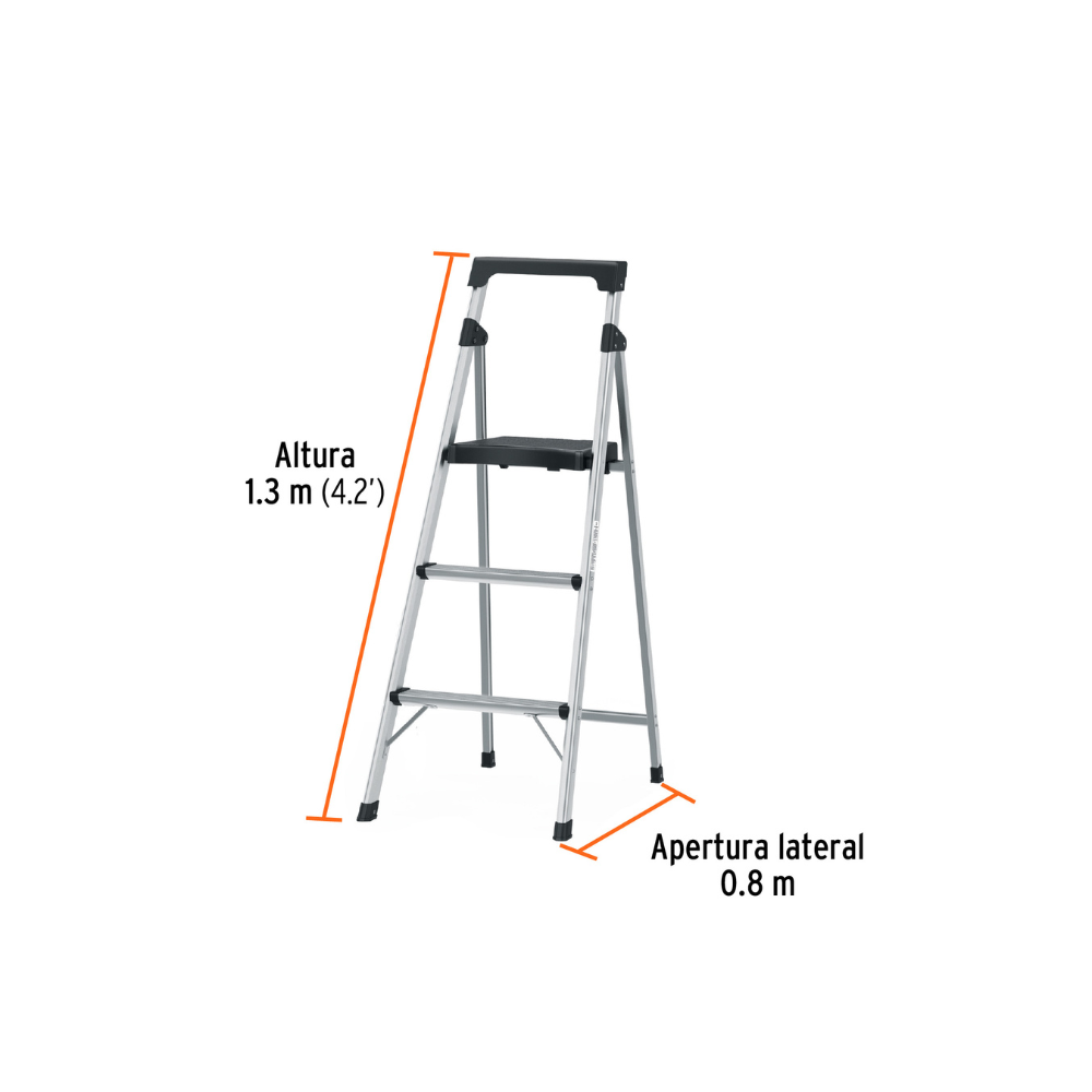 Escalera tubular 3 peldaños aluminio