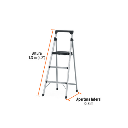 Escalera tubular 3 peldaños aluminio