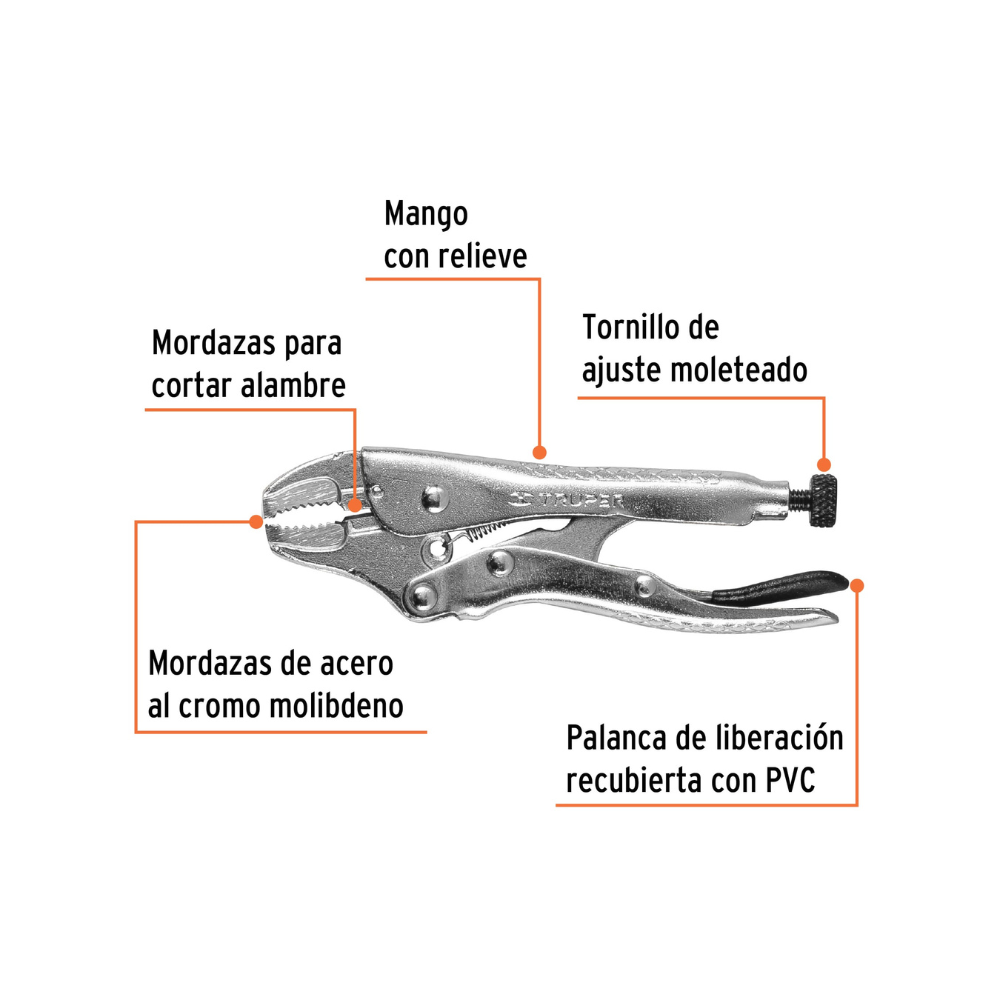 Pinza de presion 4in mordaza curva