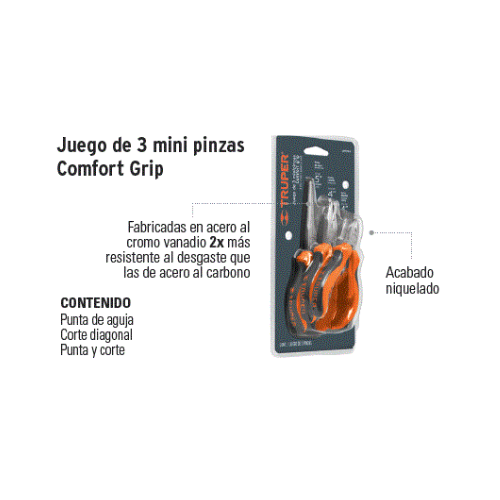 Juego pinzas miniaturas 3 piezas