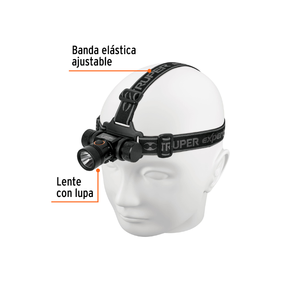 Linterna de minero 500 lumenes 1 LED recargable