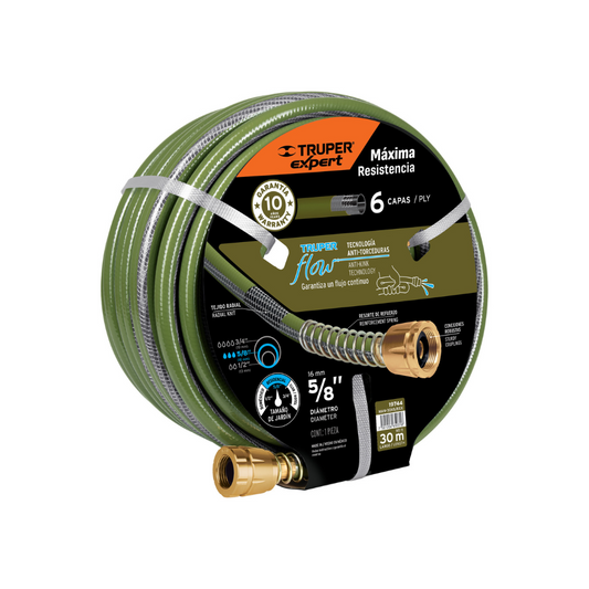 Manguera 5 8 plg 6 capas metal 30 m