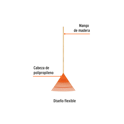 Escoba plastica de 22 dientes flexible