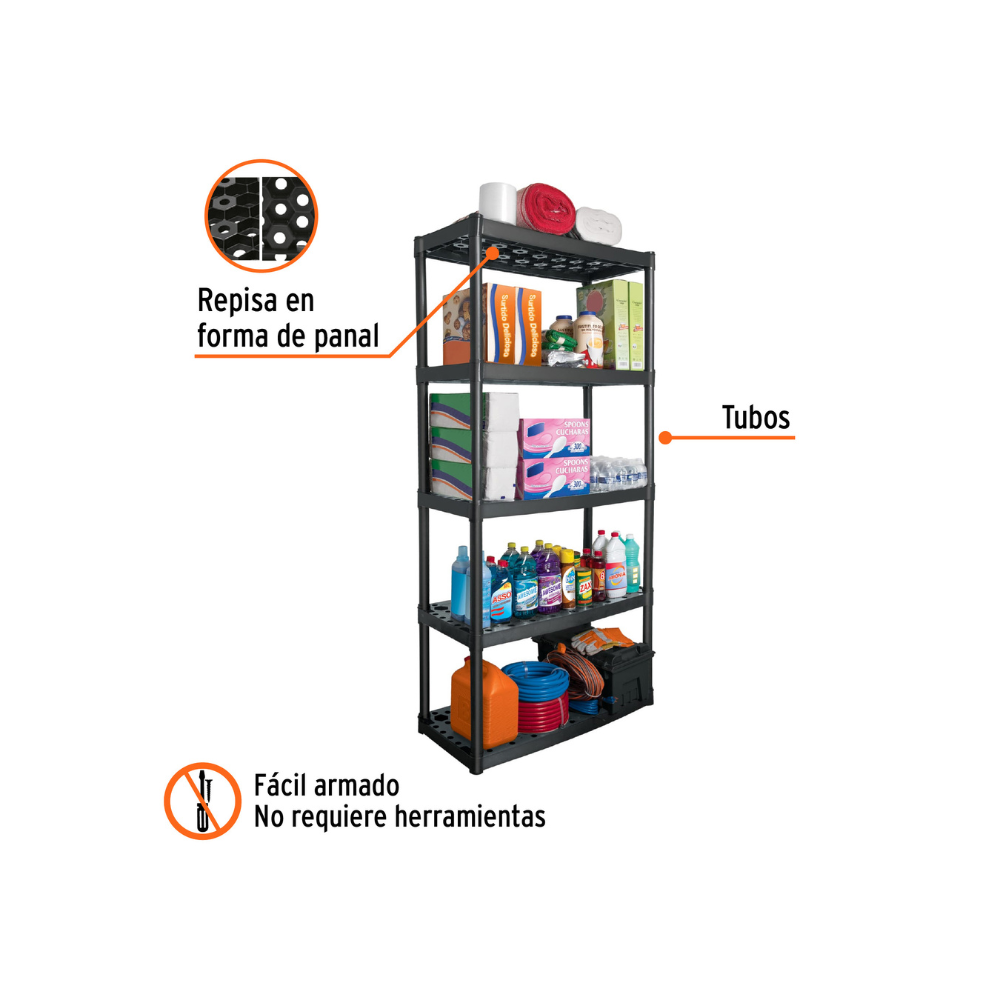 Estante plastico uso rudo 5 repisas Truper