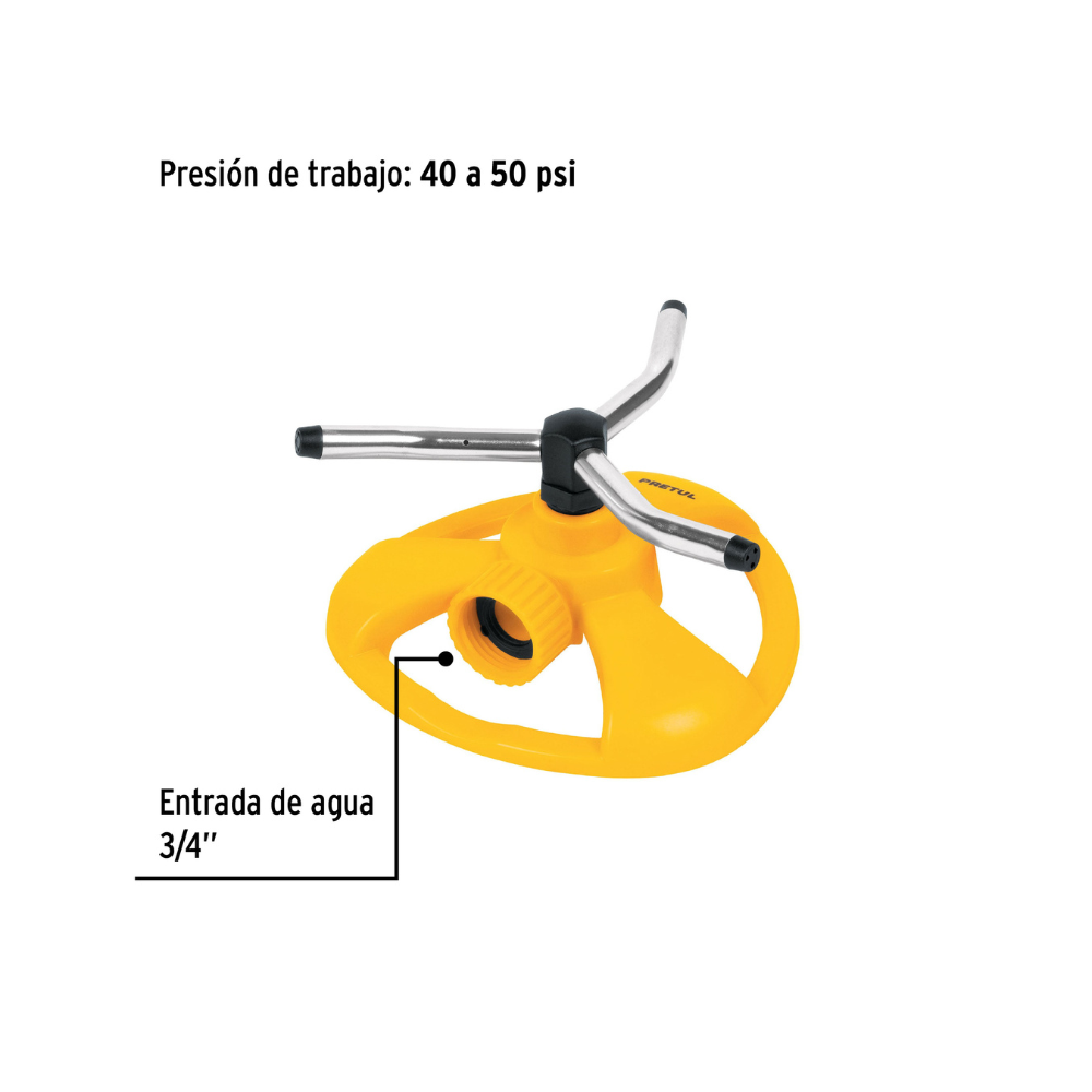 Regadera giratoria con 3 brazos Pretul