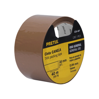 Cinta de empaque 48 mm x 40 m canela Pretul