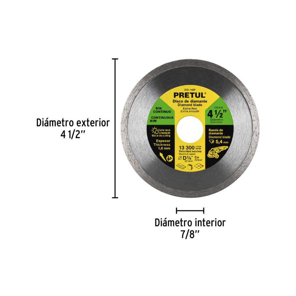 Disco diamante continuo 4 1 2 IN Pretul