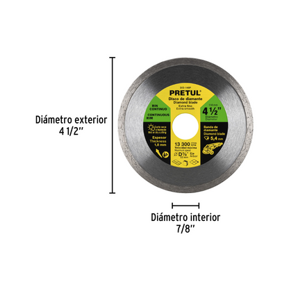 Disco diamante continuo 4 1 2 IN Pretul