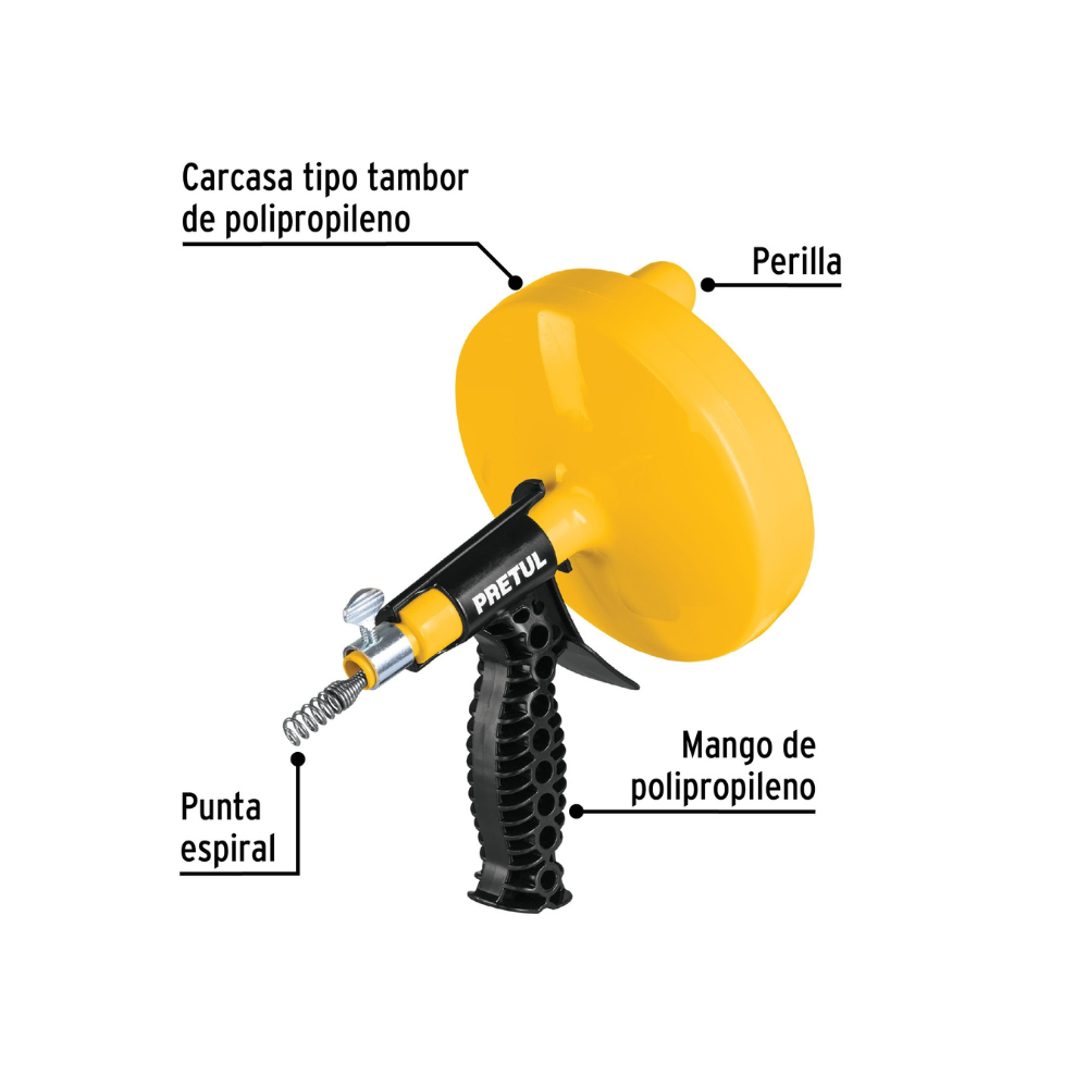 Destapacanos de 7.6 m manual con mango, Pretul