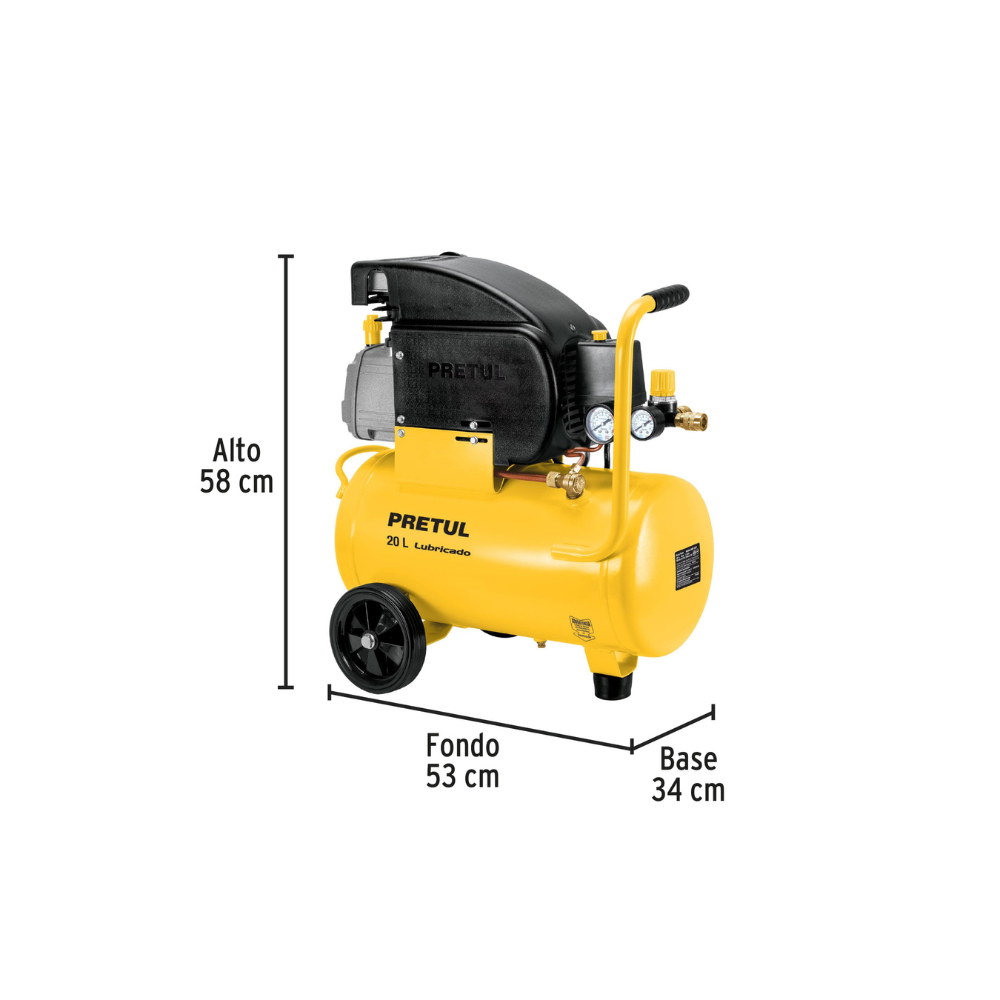 COMPRESOR 20 L 2.1 2 HP POTENCIA MAXIMA127 V PRETUL