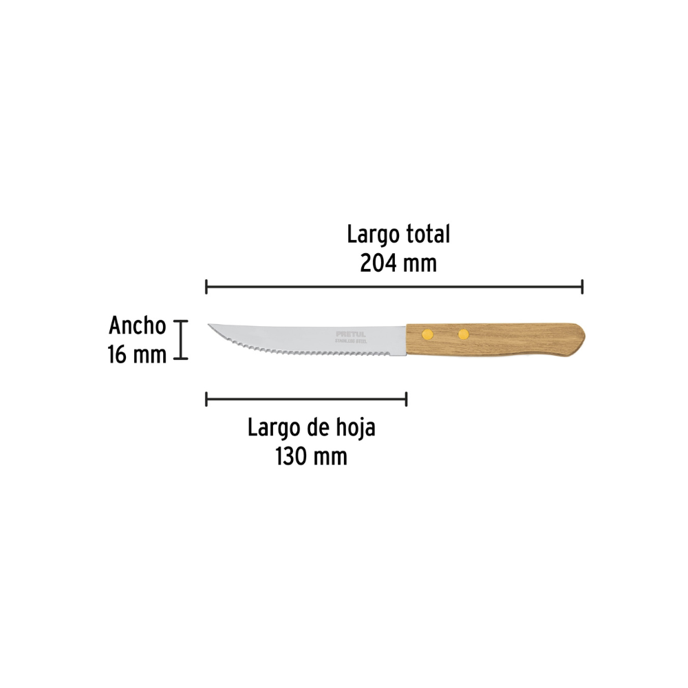 Cuchillo para asado con sierra mango madera 5 in