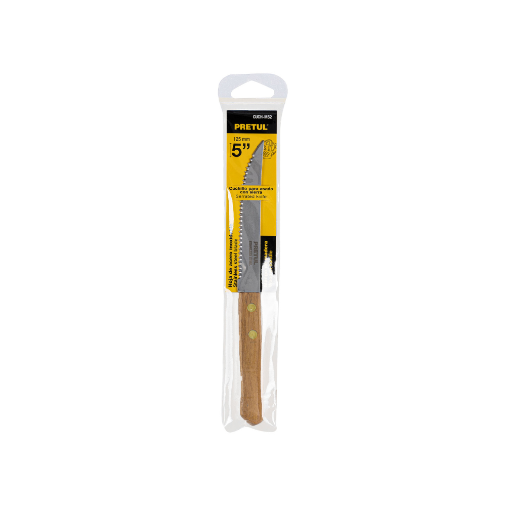 Cuchillo para asado con sierra mango madera 5 in