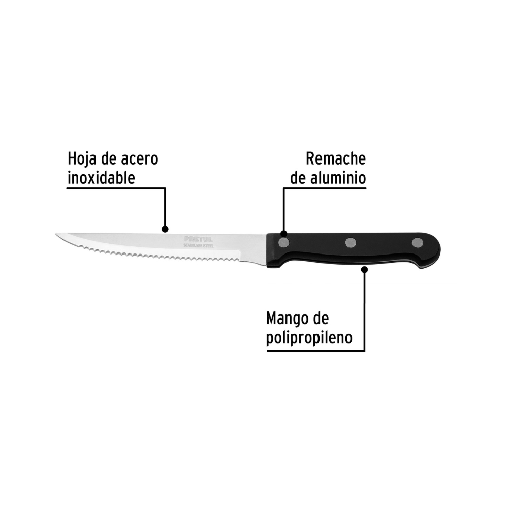 Cuchillo para asado con sierra mango plastico 5 in