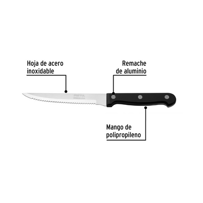Cuchillo para asado con sierra mango plastico 5 in