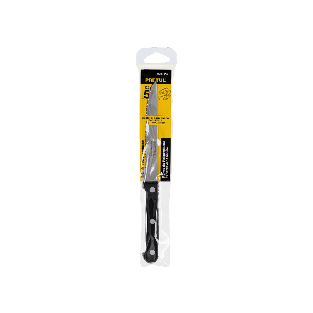 Cuchillo para asado con sierra mango plastico 5 in
