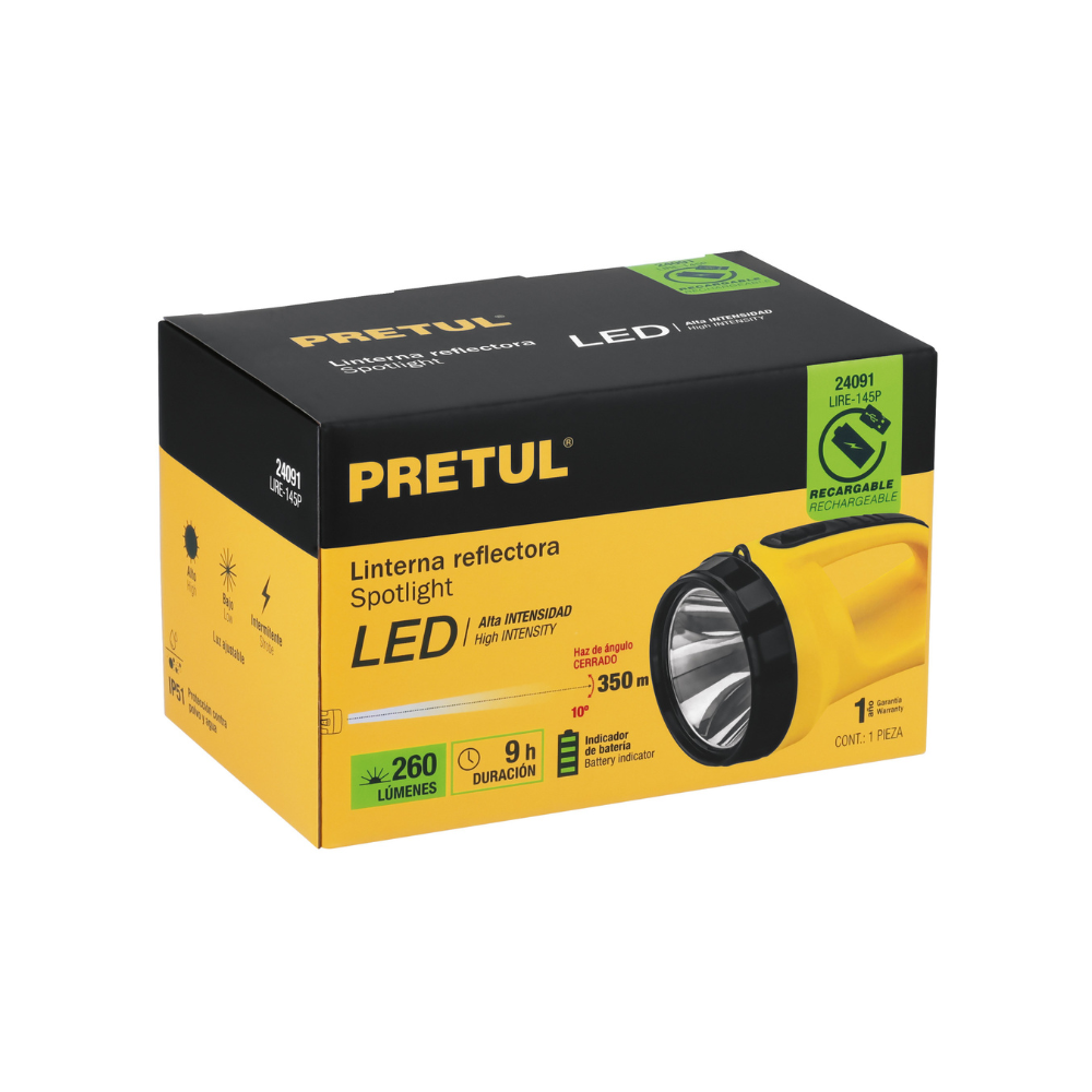 Linterna recargable 200 lumenes Pretul