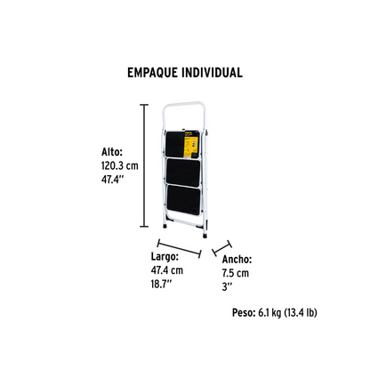 Escalera tubular 3 peldaños Pretul