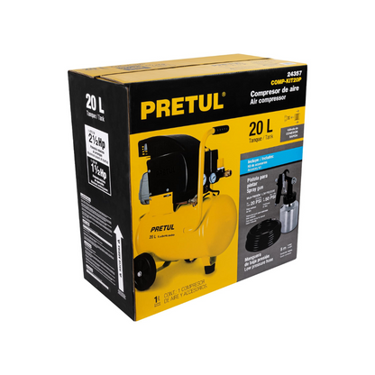 Kit compresor 20L manguera PVC y pistola