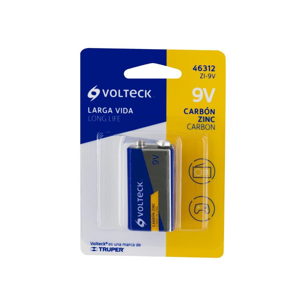 Pila zinc carbon 9v blister Volteck