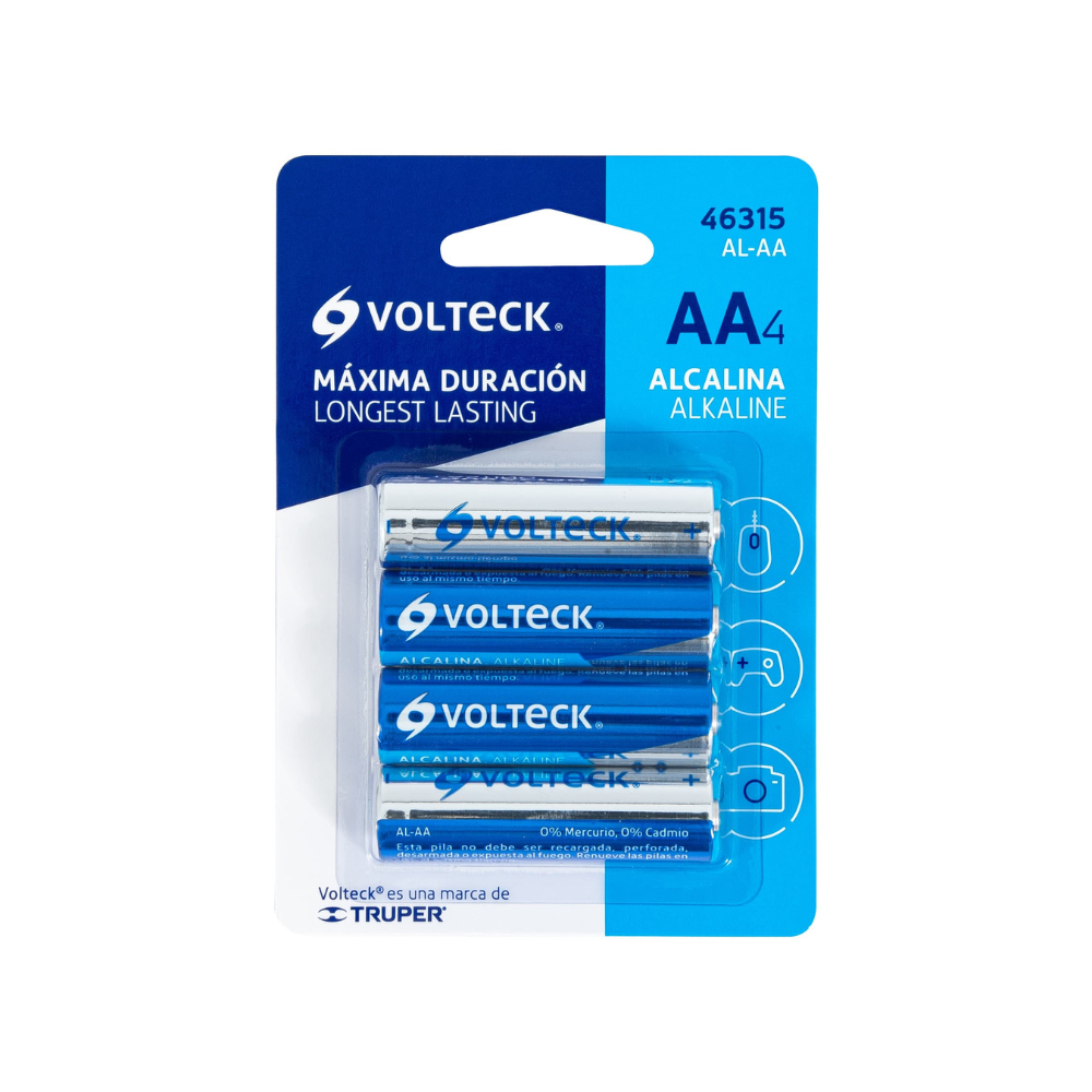 Pila alcalina tamano AA blister con 4