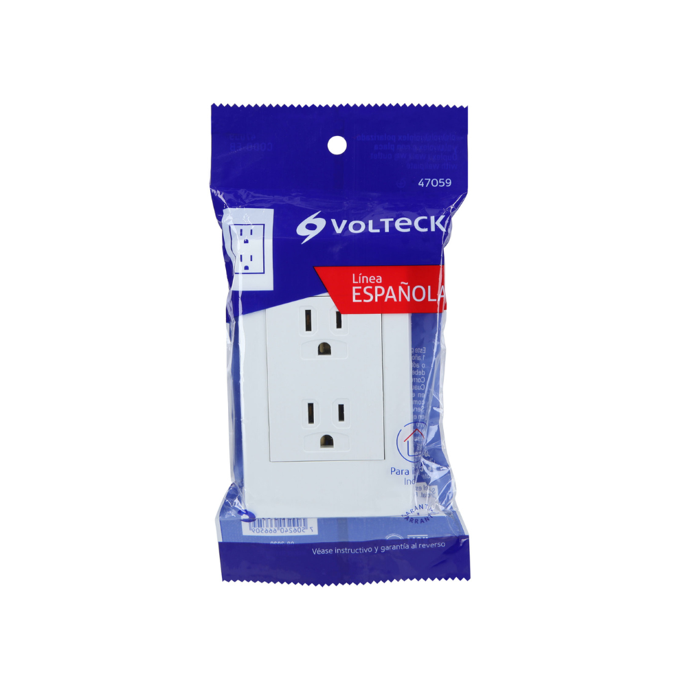 Placa armada contacto duplex 3 modulos Espanola blanco