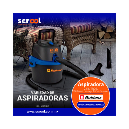 Aspiradora Koblenz WD-2.5 MA Seco-Mojado, 2.5 Galones