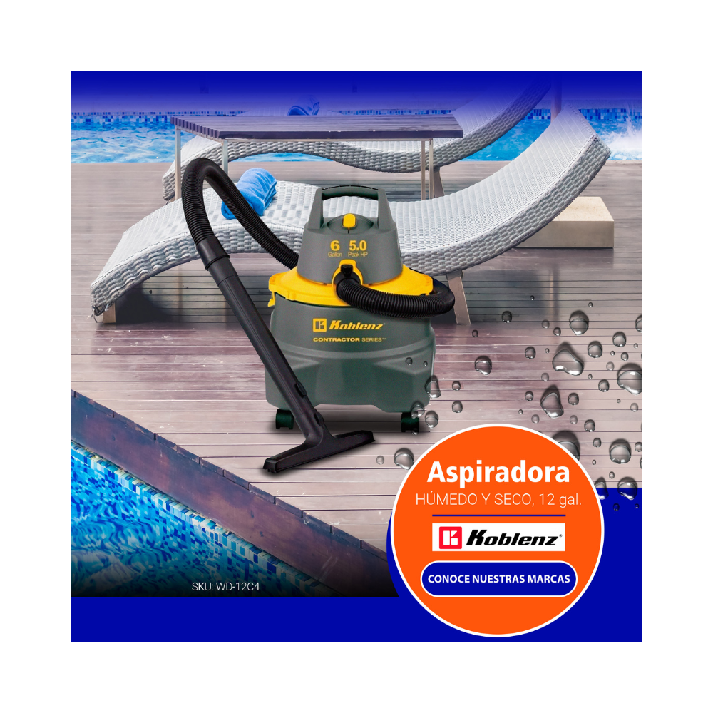 Aspiradora Contractor Koblenz WD-12 C4, Seco-Mojado, 12 Galones