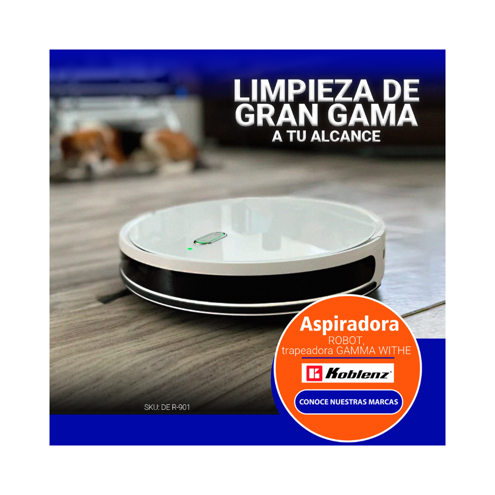Aspiradora y Trapeadora Robot Koblenz DE R-901, GAMMA WHITE