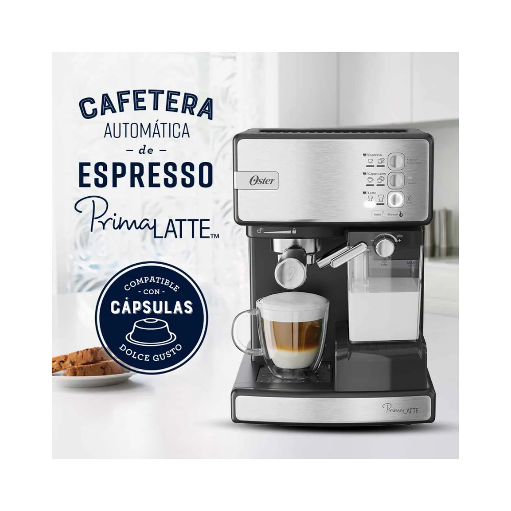 Cafetera Automática Espresso Oster Prima Latte, Plata