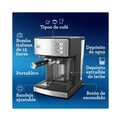 Cafetera Automática Espresso Oster Prima Latte, Plata